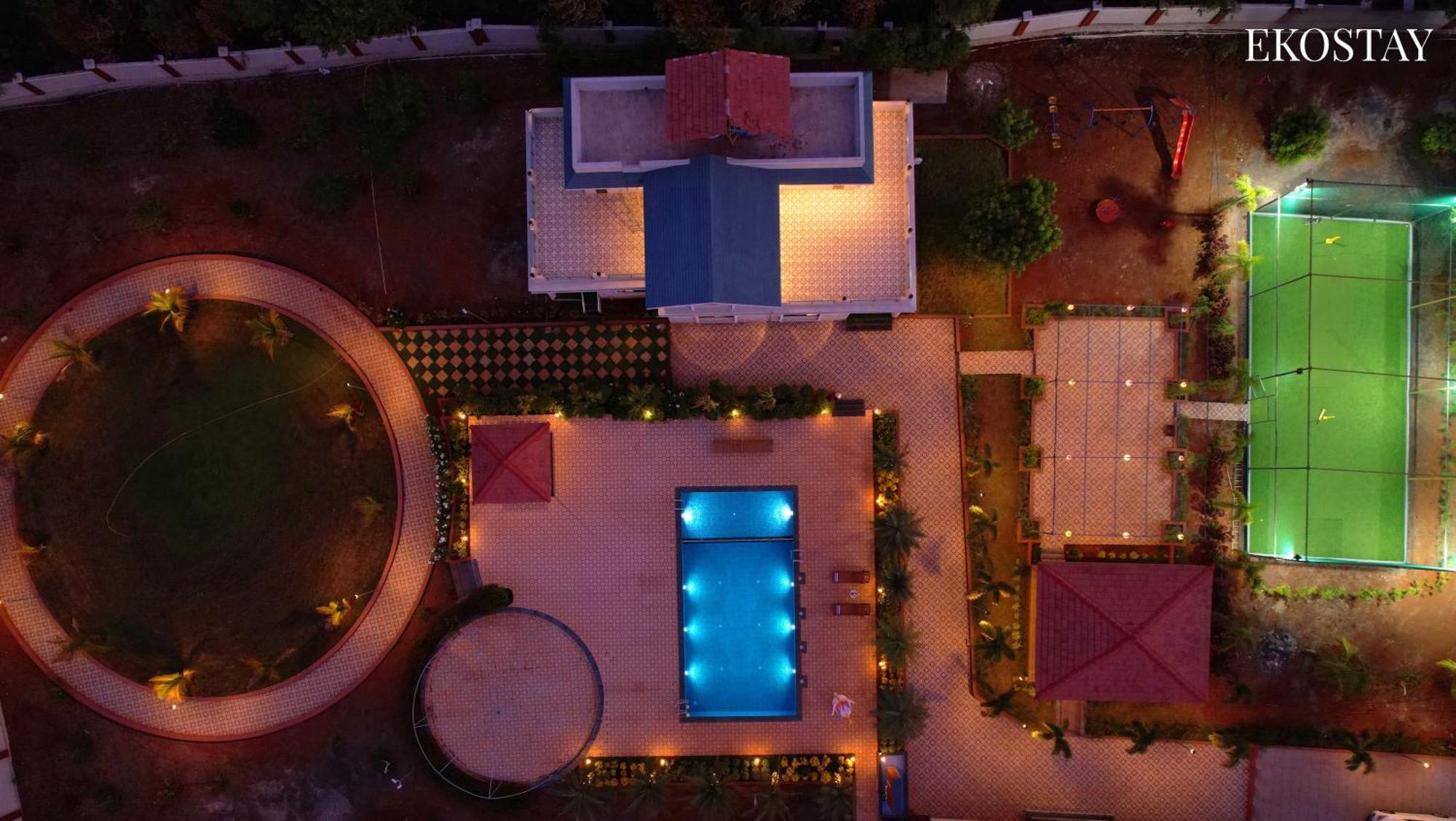 Ekostay Gold Palm Estate I Cricket Turf I Rain Dance I 2 Acre Property Karjat Kültér fotó