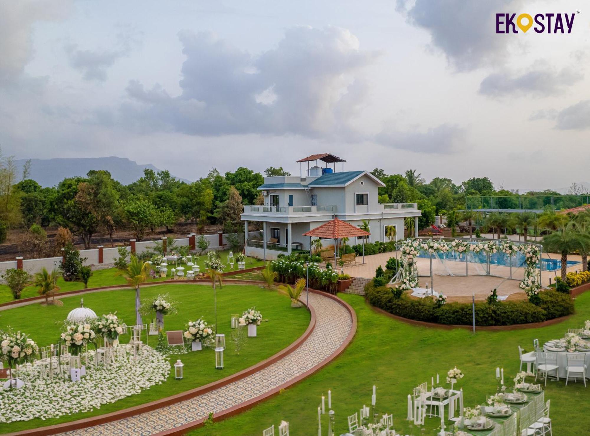 Ekostay Gold Palm Estate I Cricket Turf I Rain Dance I 2 Acre Property Karjat Kültér fotó